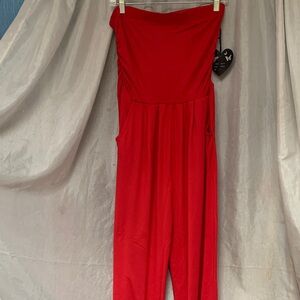 Splash Strapless Red Jumpsuit